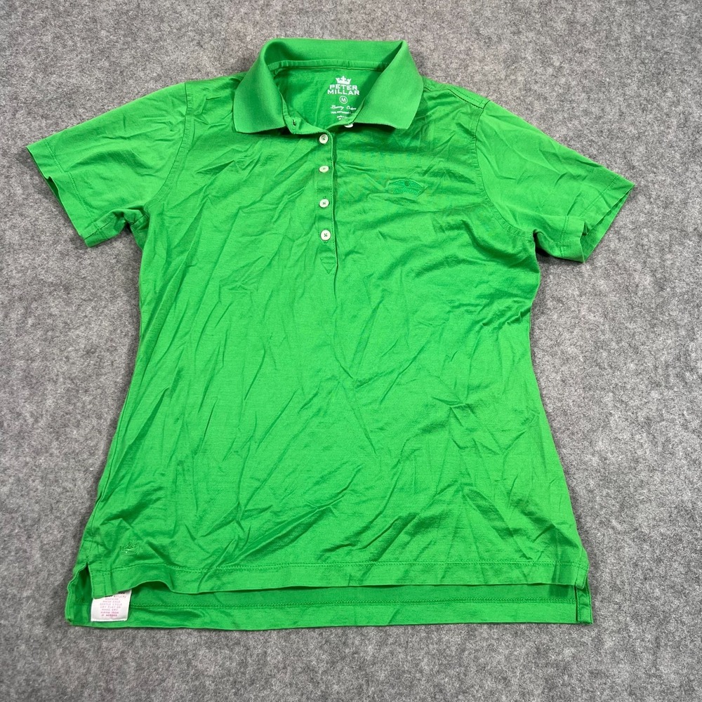 Peter Millar Green Luxury Cotton Element Wicking Polo Shirt Women's Size‎ Medium